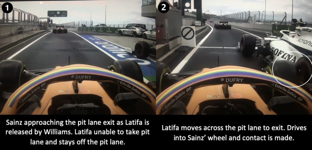 Latifa and Sainz collision analysis