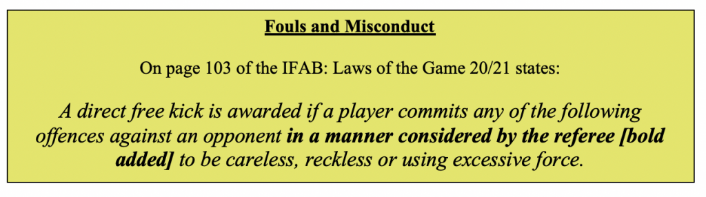 Interpretation in the laws of football