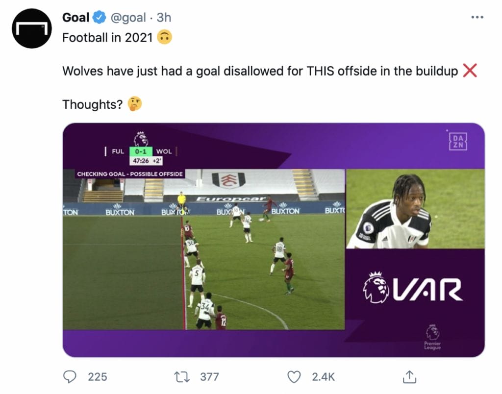 Goal Tweet about VAR