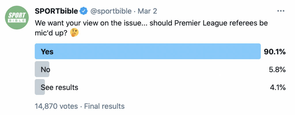 Poll on referees being mic'd up