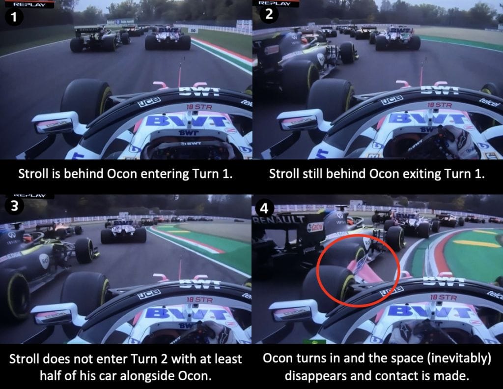 Stroll and Ocon collision analysis