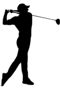 Black silhouette of Rory McIlroy after hitting a driver