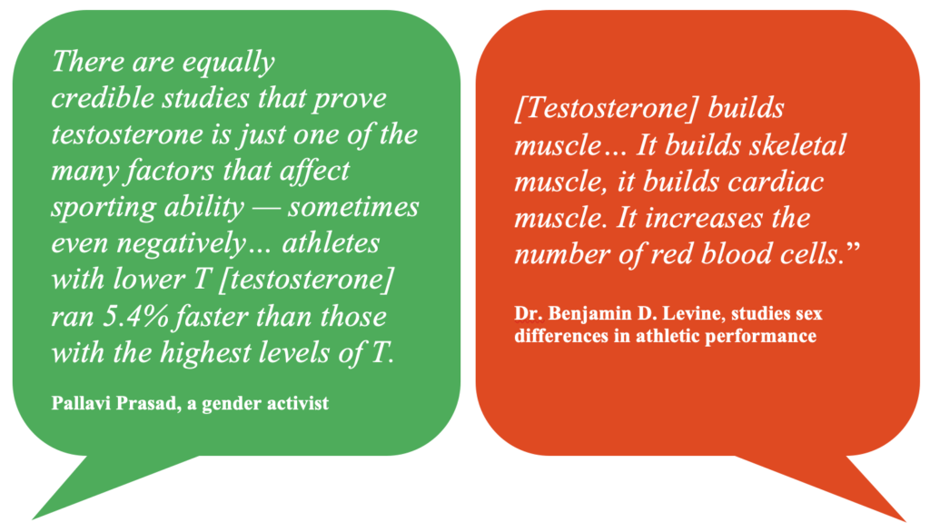 Arguments on the testosterone debate in sport