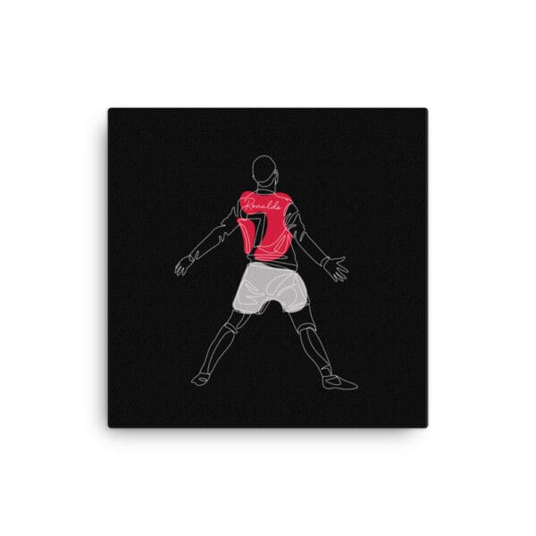 Black 16x16 wall canvas showing Cristiano Ronaldo sui celebration in Manchester United kit