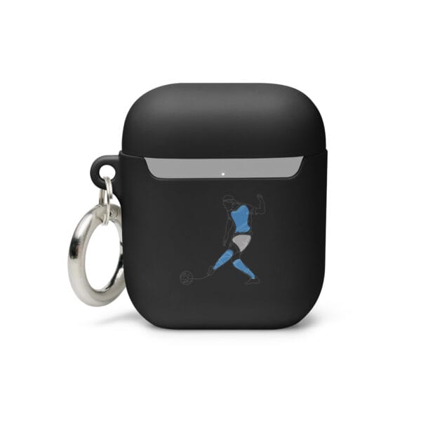 Erling Haaland AirPods black case with illustration of Haaland kicking a football back image