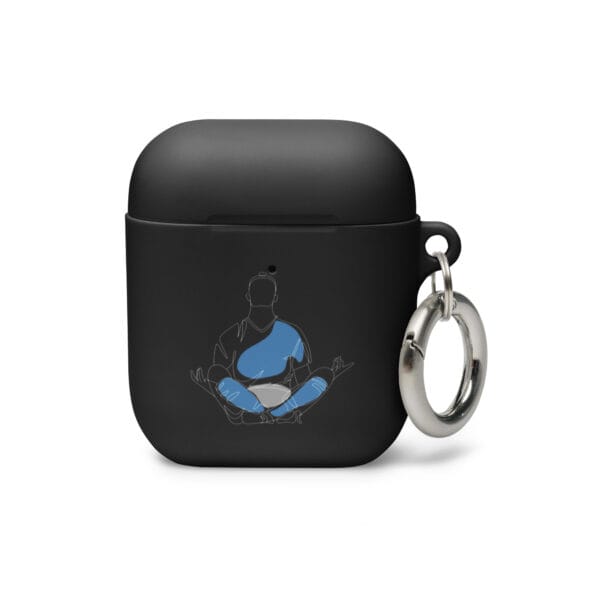 Erling Haaland AirPods black case with illustration of Haaland meditating front image