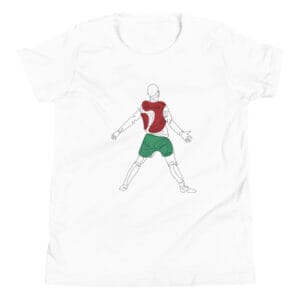 Cristiano Ronaldo goal celebration 'Siii' in Portugal Kit on youth staple t-shirt in white