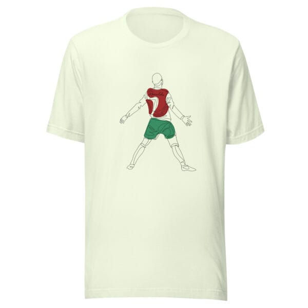 Citron unisex staple t-shirt with Cristiano Ronaldo line drawing celebrating a goal in Portugal colours