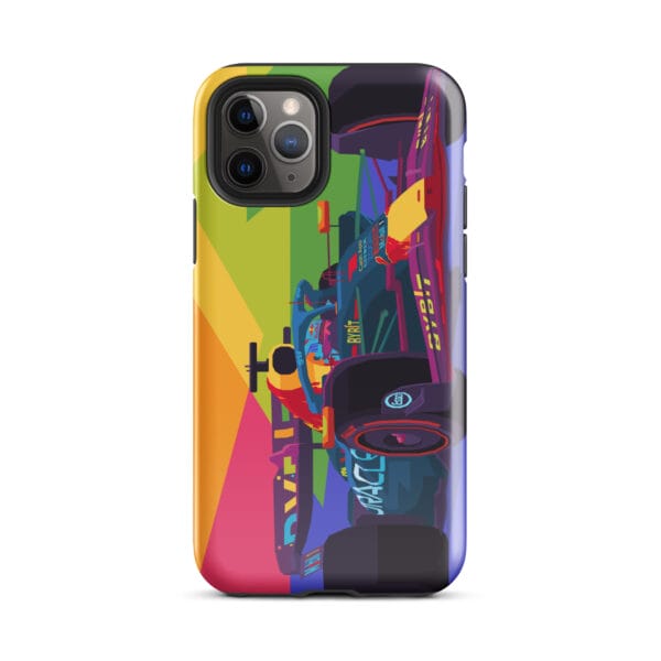 Glossy tough case for iPhone 11 Pro with Max Verstappen driving the RB19 in pop art style