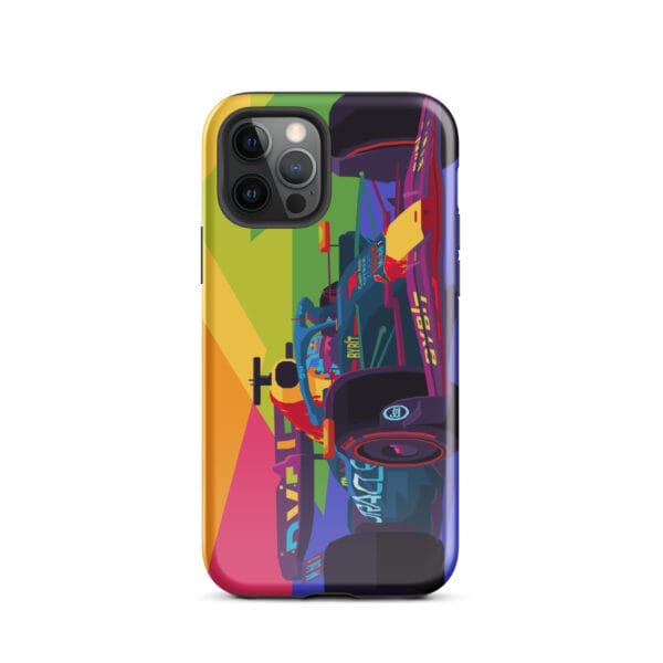 Glossy tough case for iPhone 12 Pro with Max Verstappen driving the RB19 in pop art style