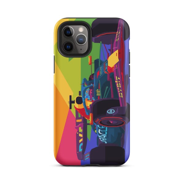 Matte tough case for iPhone 11 Pro with Max Verstappen driving the RB19 in pop art style