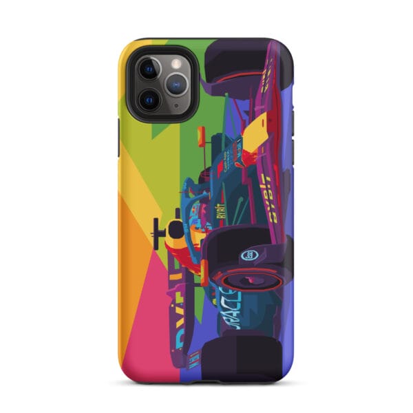 Matte tough case for iPhone 11 Pro Max with Max Verstappen driving the RB19 in pop art style