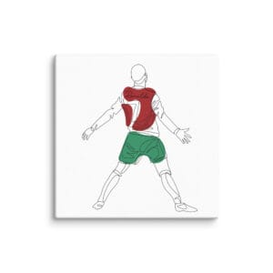 White 10 by 10 inches Cristiano Ronaldo canvas with iconic goal celebration in Portugal kit