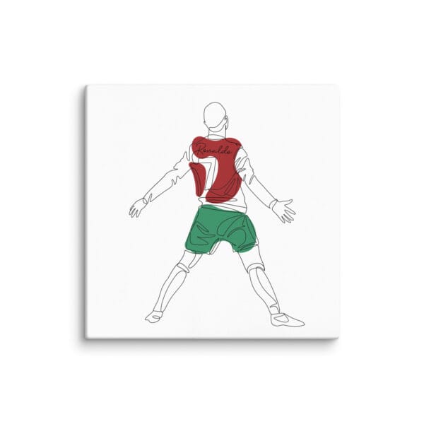 White 20 by 20 inches Cristiano Ronaldo canvas with iconic goal celebration in Portugal kit