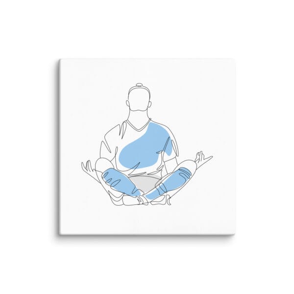 Erling Haaland goal meditation 16 by 16 inches canvas in white, line drawing of Haaland meditating in Man City kit