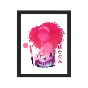 Naomi Osaka framed poster, 11 by 14 inches showing beautiful anime style graphic, black frame