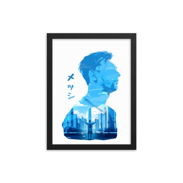 Lionel Messi framed poster, 12 by 16 inches, in anime style on enhanced matte paper