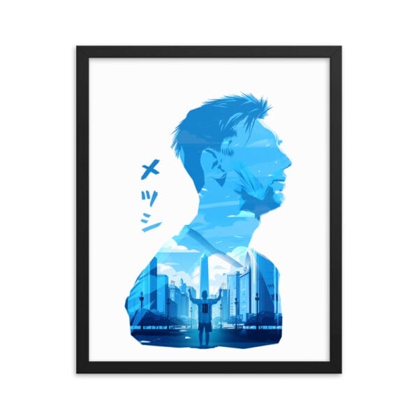 Lionel Messi framed poster, 16 by 20 inches, in anime style on enhanced matte paper