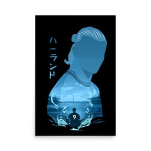 Erling Haaland anime poster, 24 by 36 inches on enhanced matte paper with black background