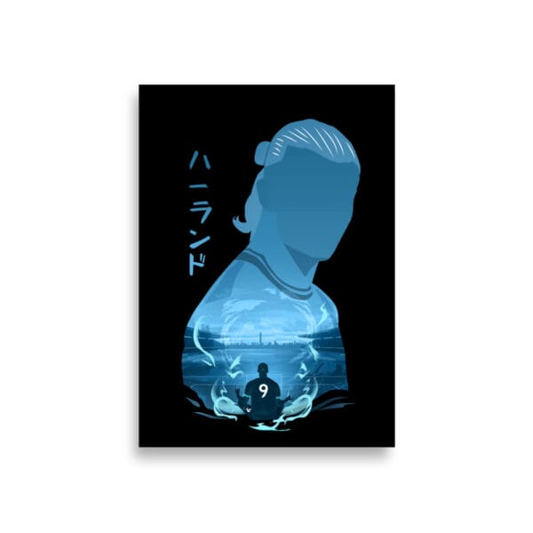 Erling Haaland anime poster, A1 size on enhanced matte paper with black background