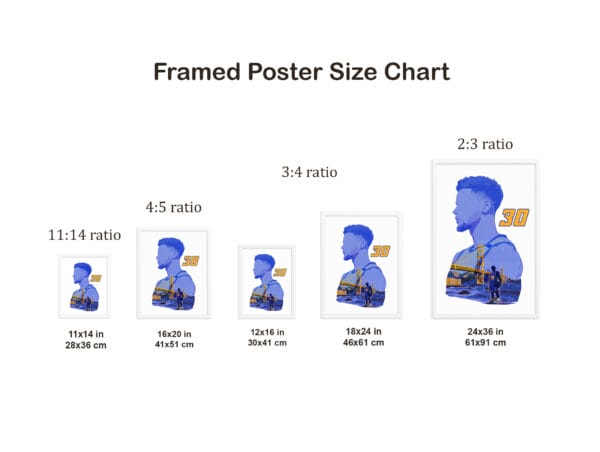 framed poster size chart with white frames