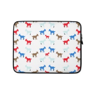 Lionel Messi laptop sleeve, 13 inches with small coloured goat silhouettes with back leg tattooed 10