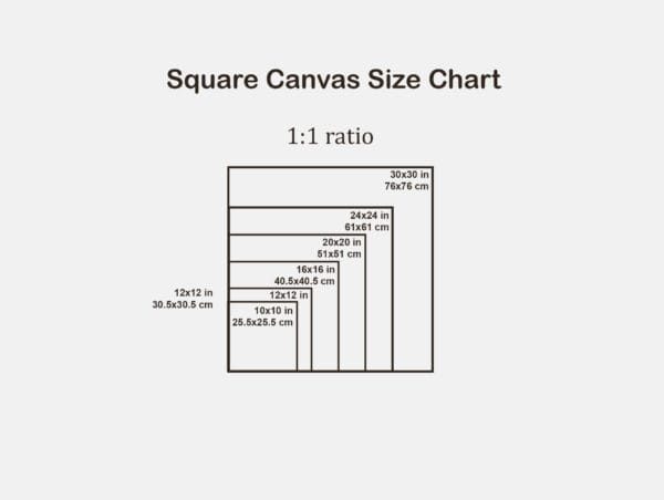 square canvas size chart