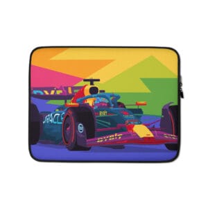 Max verstappen laptop sleeve 13 inches with vibrant colours of red bull 19 car with max driving