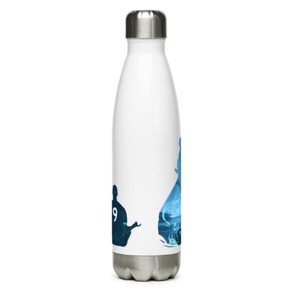 Erling Haaland water bottle, white 17 ounce stainless steel, two vibrant graphics of Haaland and text 'Haaland'