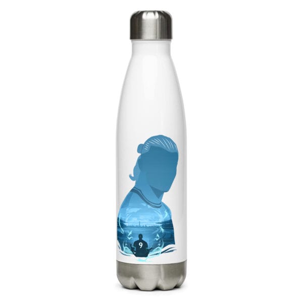 Erling Haaland water bottle, white 17 ounce stainless steel, two vibrant graphics of Haaland and text 'Haaland'