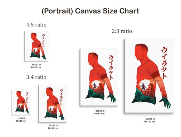 portrait canvas size chart mockups