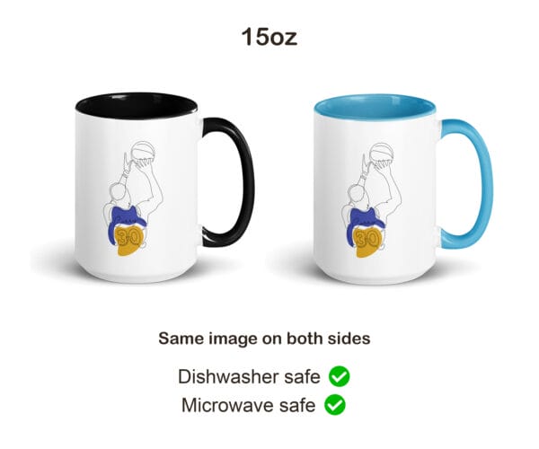 Steph Curry 15 ounce mug mockups of two different colour variations