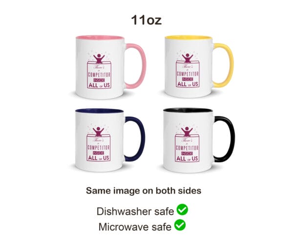 there's a competitor inside us all colour mug mockups of four different colours