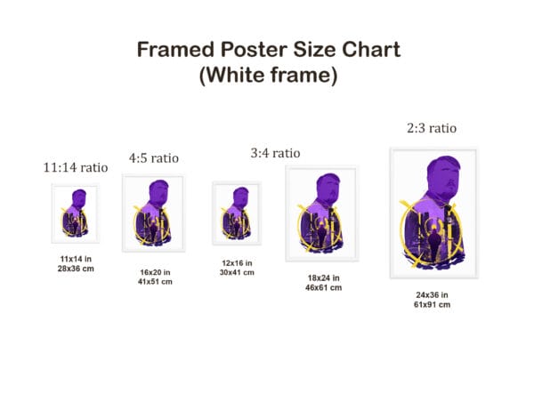 luke littler white framed poster mock up of five size variations