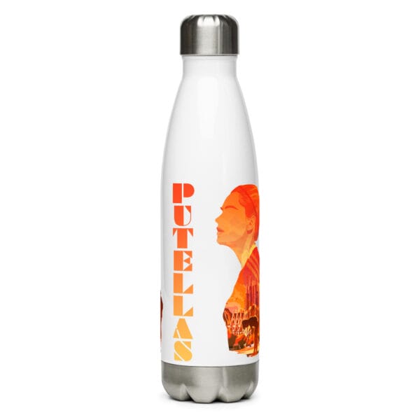 Alexia Putellas water bottle, white 17 fluid ounces, with two images of Alexia and her name in text