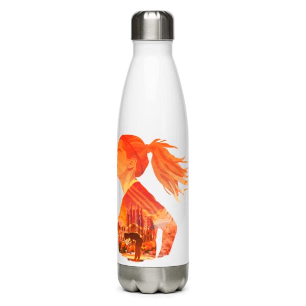 Alexia Putellas water bottle, white 17 fluid ounces, with two images of Alexia and her name in text