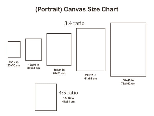 Neymar portrait canvas size chart