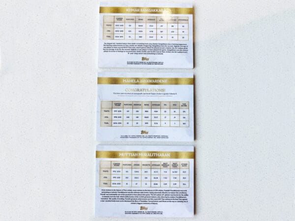 Cricket Legends Memorabilia, Muralithharan, Jayawardene & Sangakkara