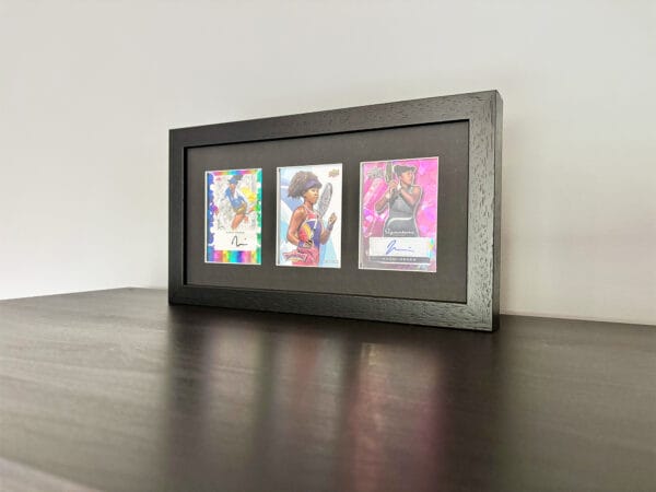 Naomi Osaka autograph memorabilia black display case standing upright