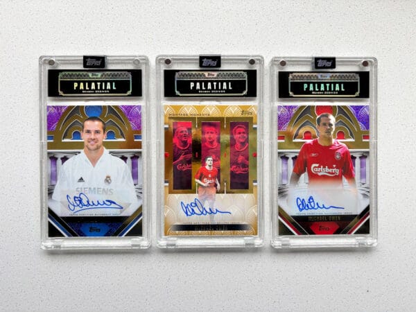Michael Owen memorabilia, three sports trading cards from the front