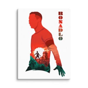 cristiano ronaldo siu celebration canvas, white portrait 12 by 16 inches, beautiful colourful silhouette of Ronaldo