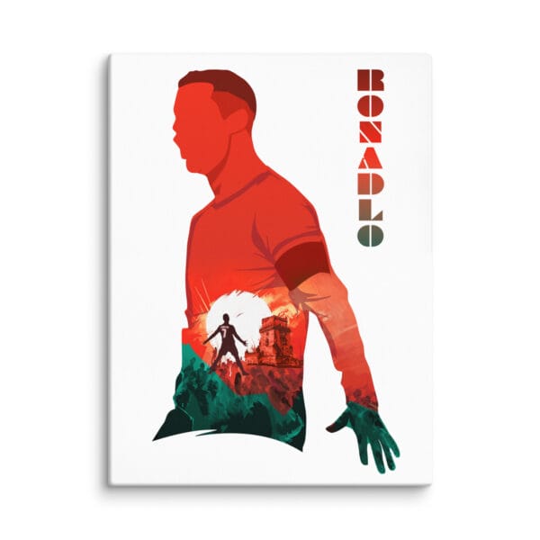 cristiano ronaldo canvas, white portrait 18 by 24 inches, beautiful colourful silhouette of Ronaldo's siu celebration