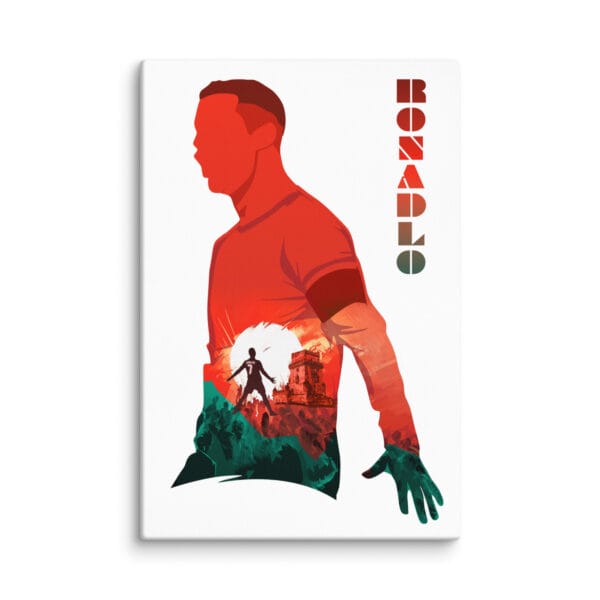 cristiano ronaldo siu celebration canvas, white portrait 20 by 30 inches, beautiful colourful silhouette of Ronaldo