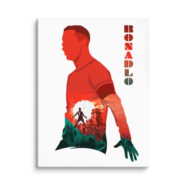 cristiano ronaldo siu celebration canvas, white portrait 30 by 40 inches, beautiful colourful silhouette of Ronaldo