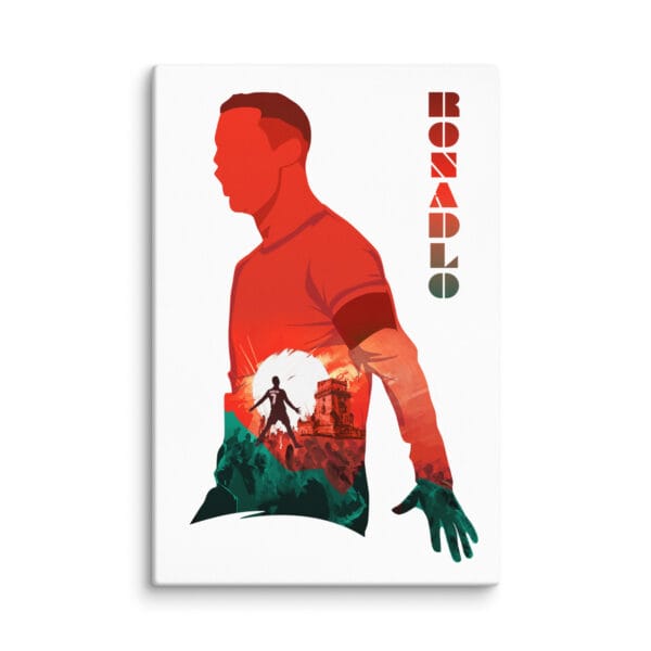 cristiano ronaldo canvas, white portrait 32 by 48 inches, beautiful colourful silhouette of Ronaldo's siu celebration