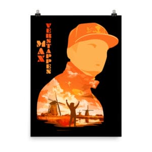 Max Verstappen poster on enhanced matte paper, 18 by 24 inches, Verstappen silhouette, orange colours